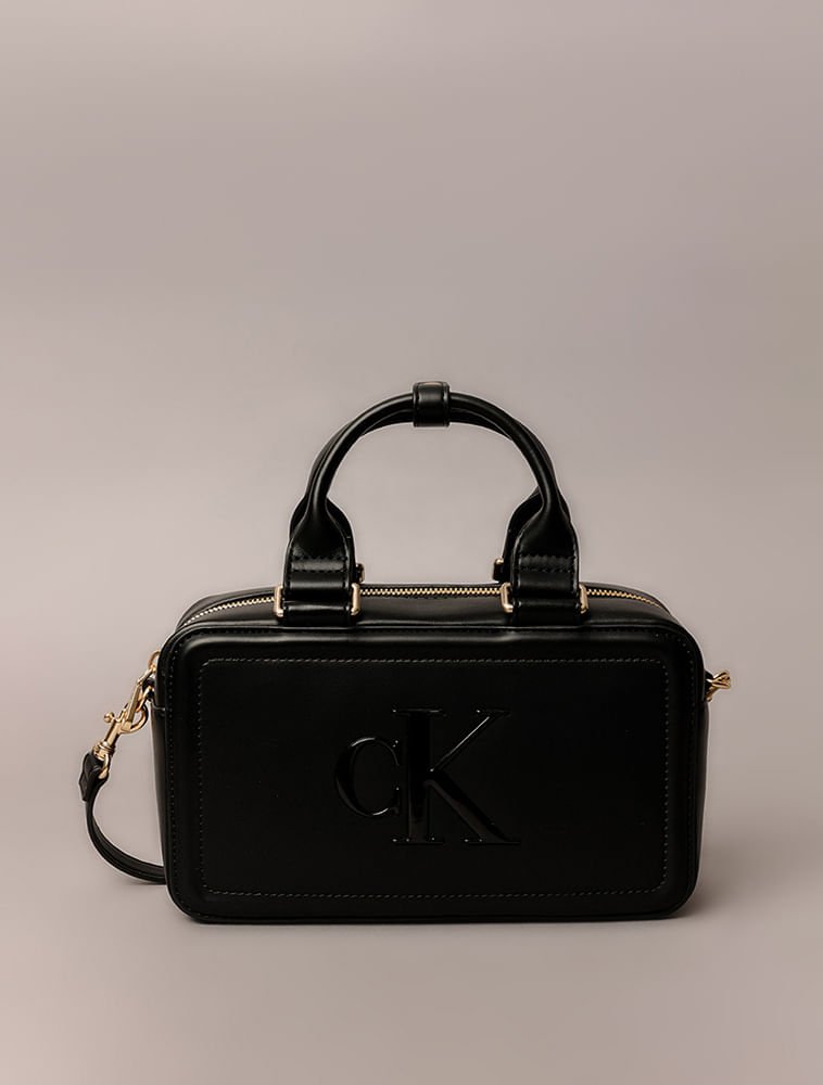 Bolsa Calvin Klein Jeans Feminino Tote Mini Logo Reissue Brilhan - Preto