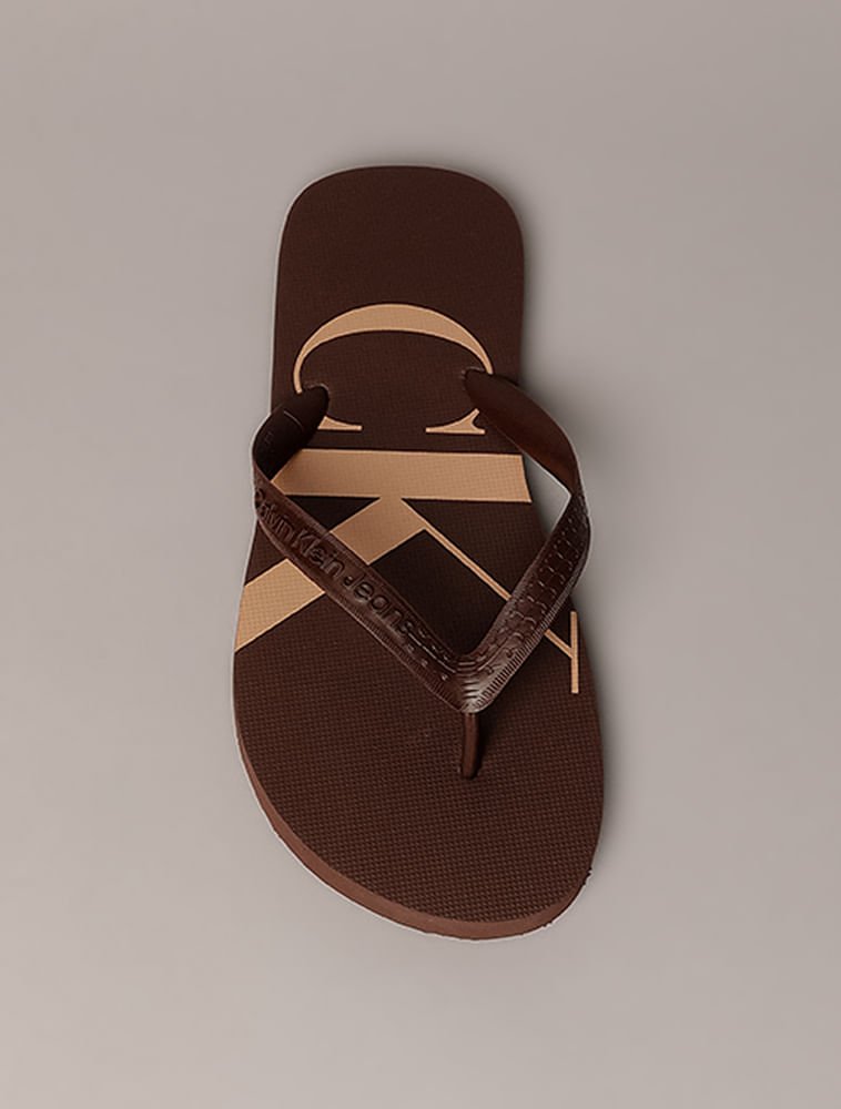 Chinelo Calvin Klein Jeans Logo Corrido Ck - Marrom