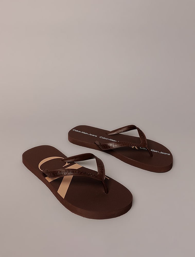 Chinelo Calvin Klein Jeans Logo Corrido Ck - Marrom Marrom 2