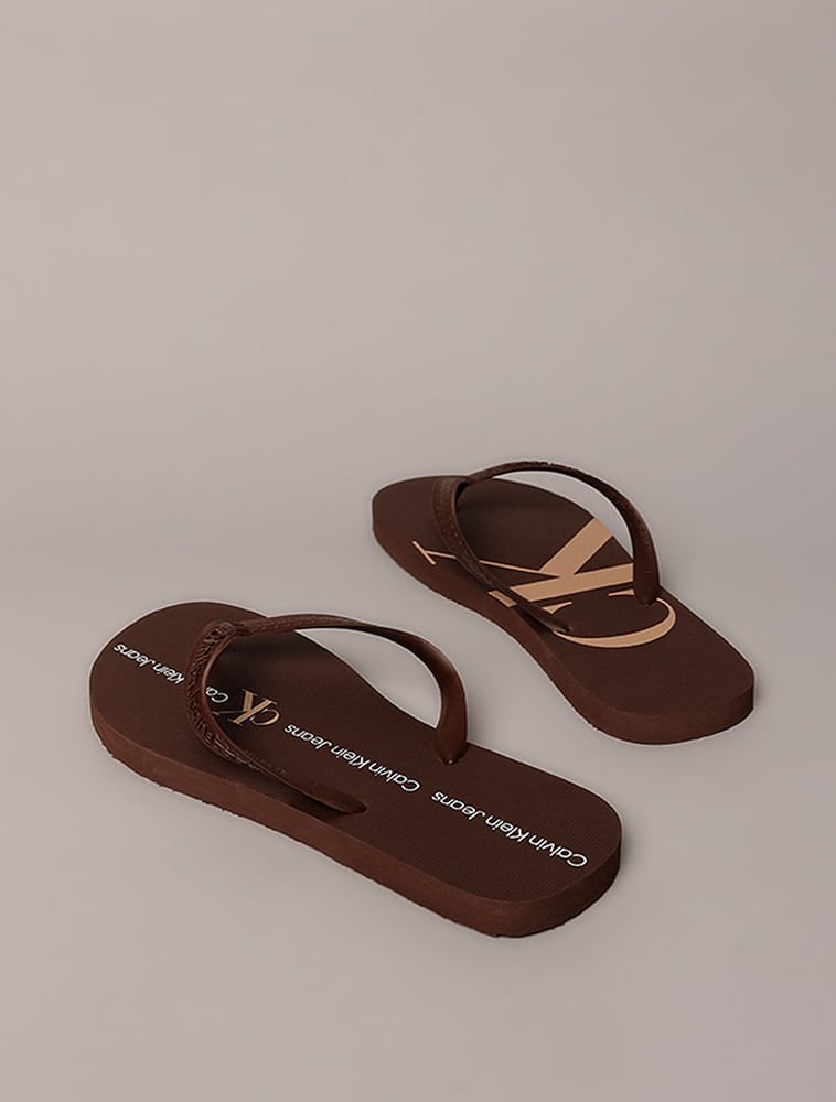 Chinelo Calvin Klein Jeans Logo Corrido Ck - Marrom Marrom 3