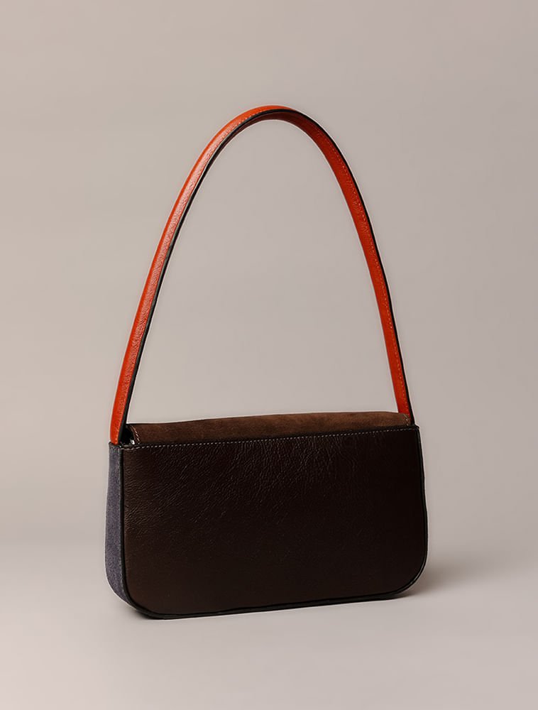 Shoulder Bag Calvin Klein Feminina Camurça Contraste - Marrom Marrom 2