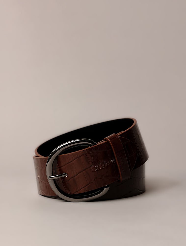 Cinto Calvin Klein Feminino Largo Croco - Marrom
