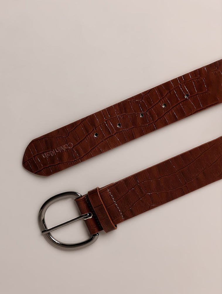 Cinto Calvin Klein Feminino Largo Croco - Marrom Marrom 2