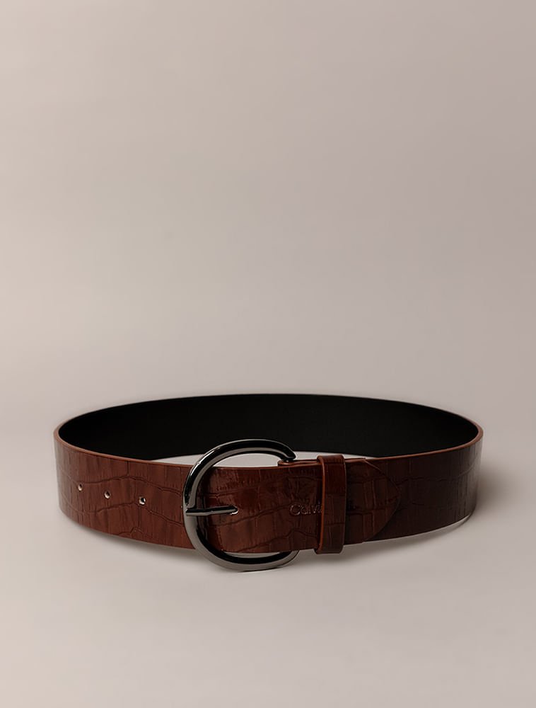 Cinto Calvin Klein Feminino Largo Croco - Marrom Marrom 3