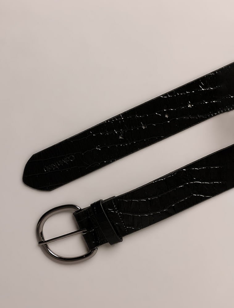 Cinto Calvin Klein Feminino Largo Croco - Preto Preto 2