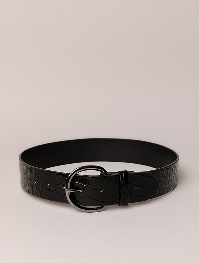 Cinto Calvin Klein Feminino Largo Croco - Preto Preto 3
