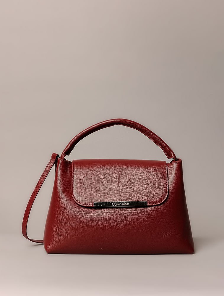 Bolsa Grande Calvin Klein Feminina Placa Calvin Klein - Bordo Vermelho 3