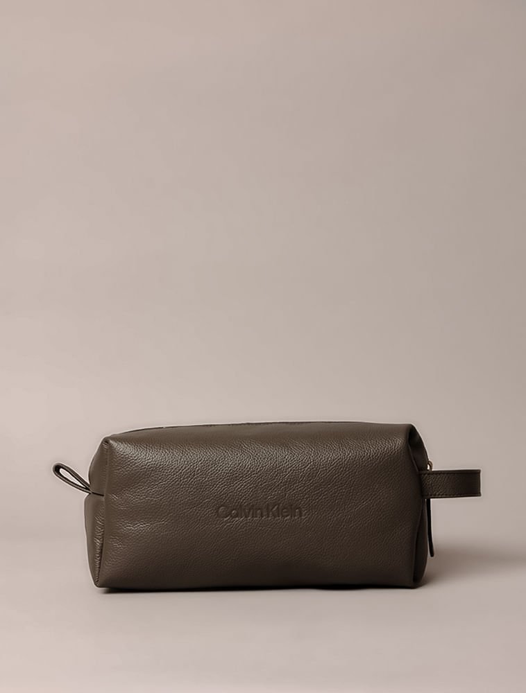 Necessaire Calvin Klein Couro - Chumbo