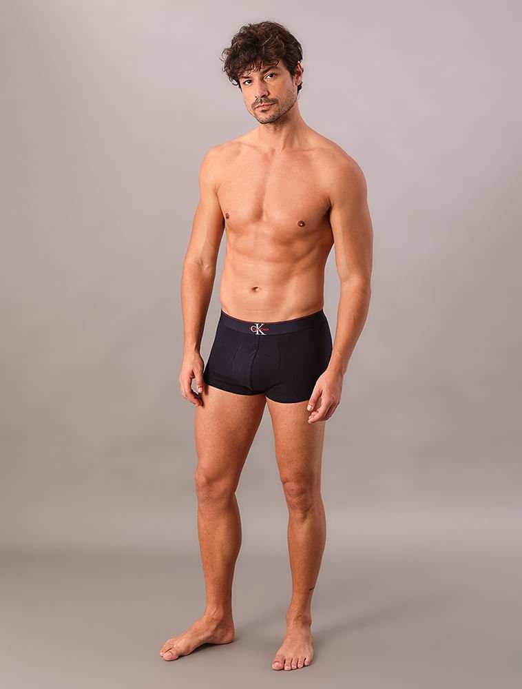 Cueca Low Rise Trunk Cotton Monogram Calvin Klein Underwear - Marinho Azul Marinho 3