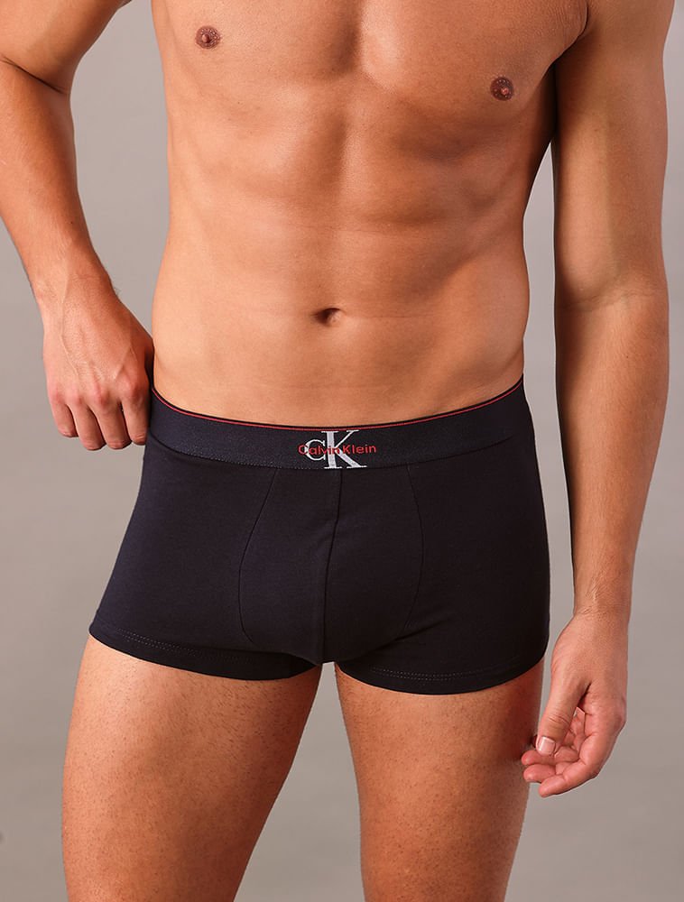 Cueca Low Rise Trunk Cotton Monogram Calvin Klein Underwear - Marinho Azul Marinho 4