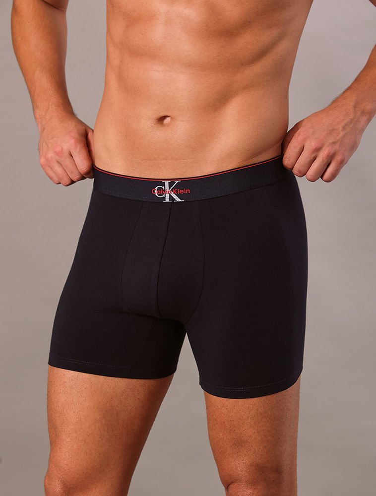Cueca Low Rise Trunk Cotton Monogram Calvin Klein Underwear - Mescla Preto 4