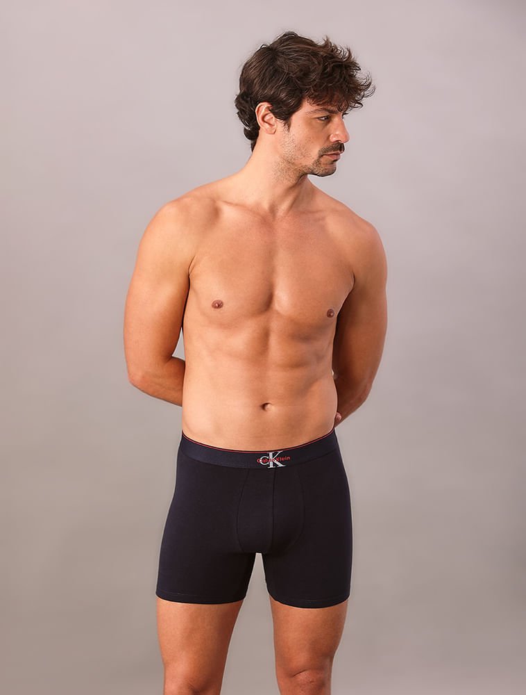 Cueca Low Rise Trunk Cotton Monogram Calvin Klein Underwear - Mescla Preto 5