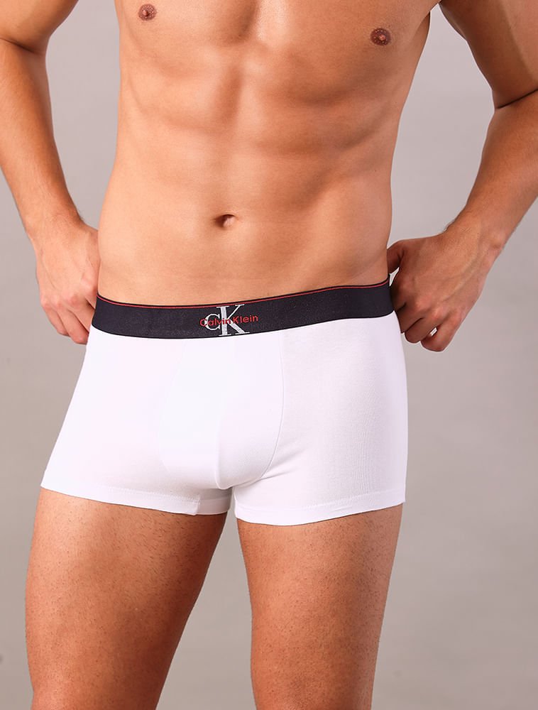 Cueca Low Rise Trunk Cotton Monogram Calvin Klein Underwear - Branco 2 Branco 4