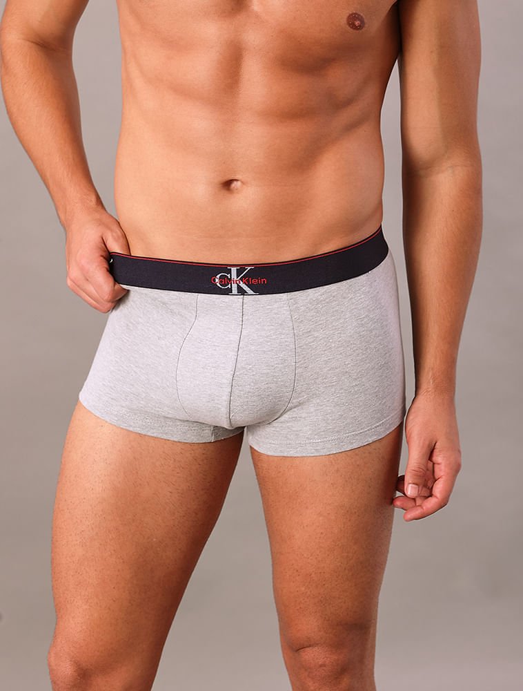 Cueca Boxer Cotton Monogram Calvin Klein Underwear - Marinho Azul Marinho/Cinza 4