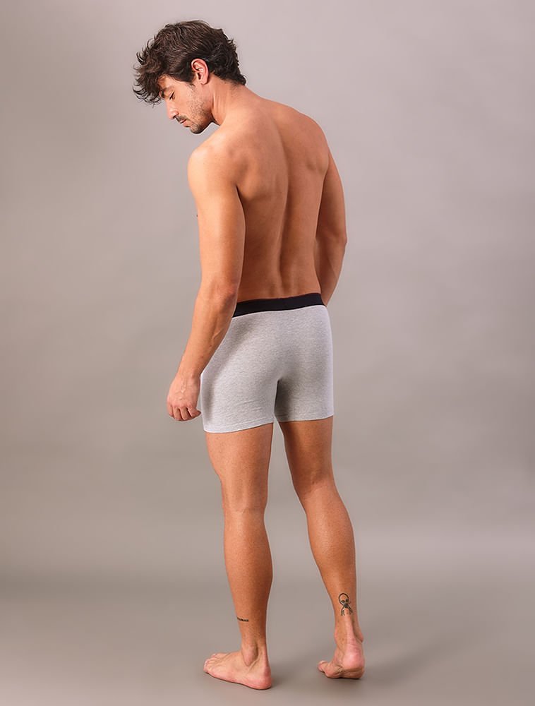 Cueca Boxer Cotton Monogram Calvin Klein Underwear - Mescla Azul Marinho/Cinza 2