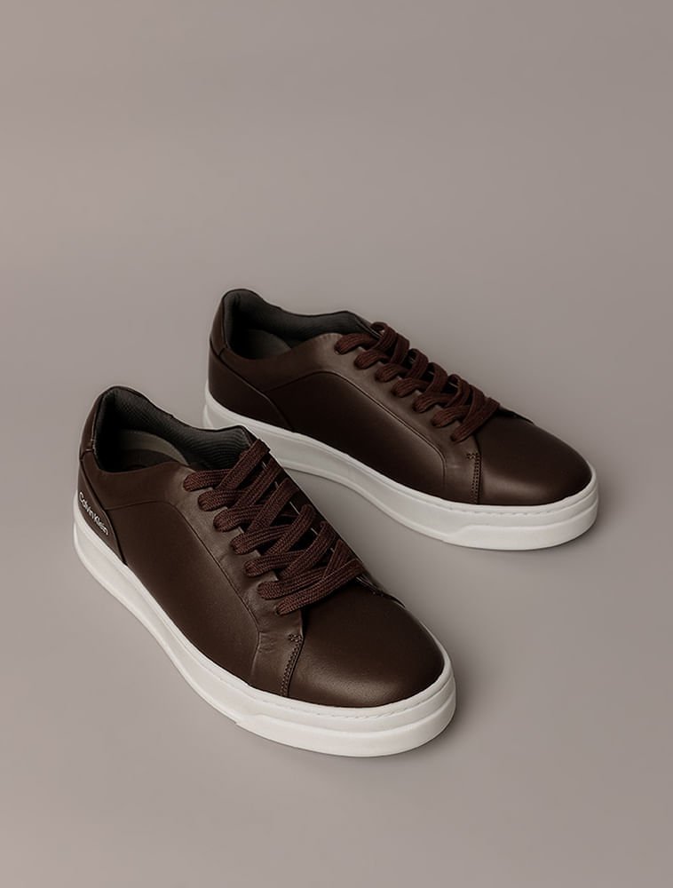 Tênis Couro Calvin Klein - Marrom Marrom 2