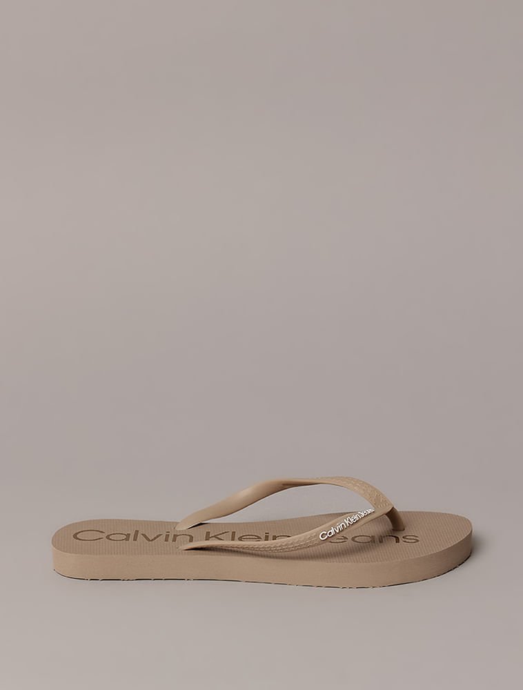 Chinelo Calvin Klein Jeans Feminino Make New Planes - Caqui Claro