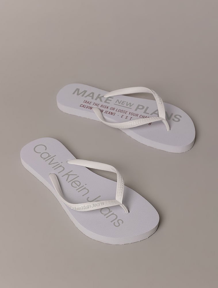 Chinelo Calvin Klein Jeans Feminino Make New Planes - Branco Branco 2