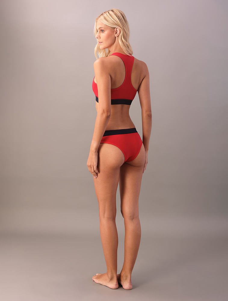 Calcinha Tanga Cotton Graphic - Vermelho Vermelho 2