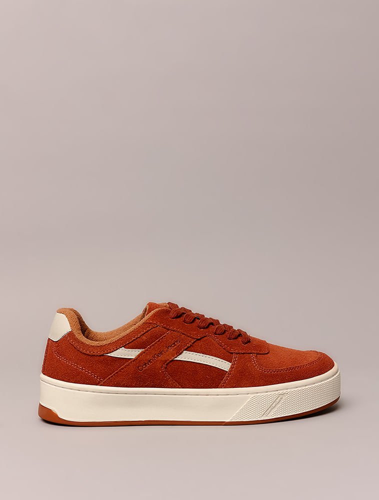 Tênis Calvin Klein Jeans Feminino Palito Camurça Layers - Ferrugem