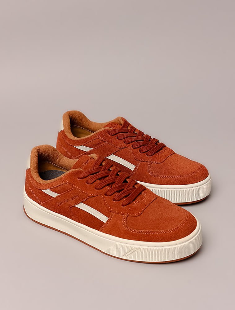 Tênis Calvin Klein Jeans Feminino Palito Camurça Layers - Ferrugem Ferrugem 2