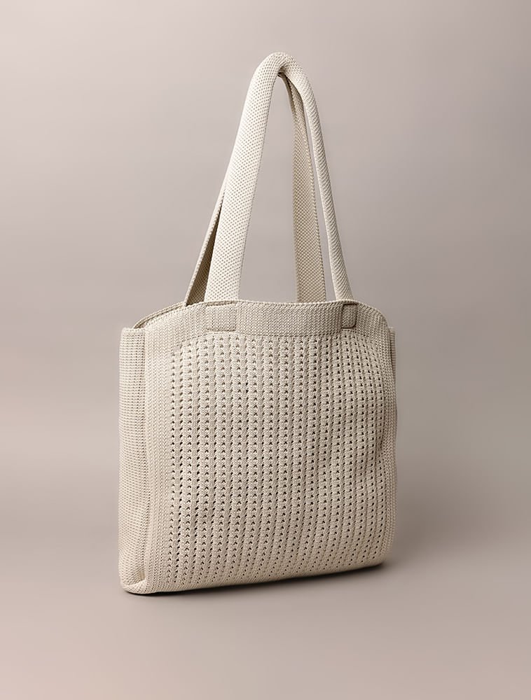 Shopping Bag Calvin Klein Jeans Feminino Knitting - Caqui Claro Bege 2