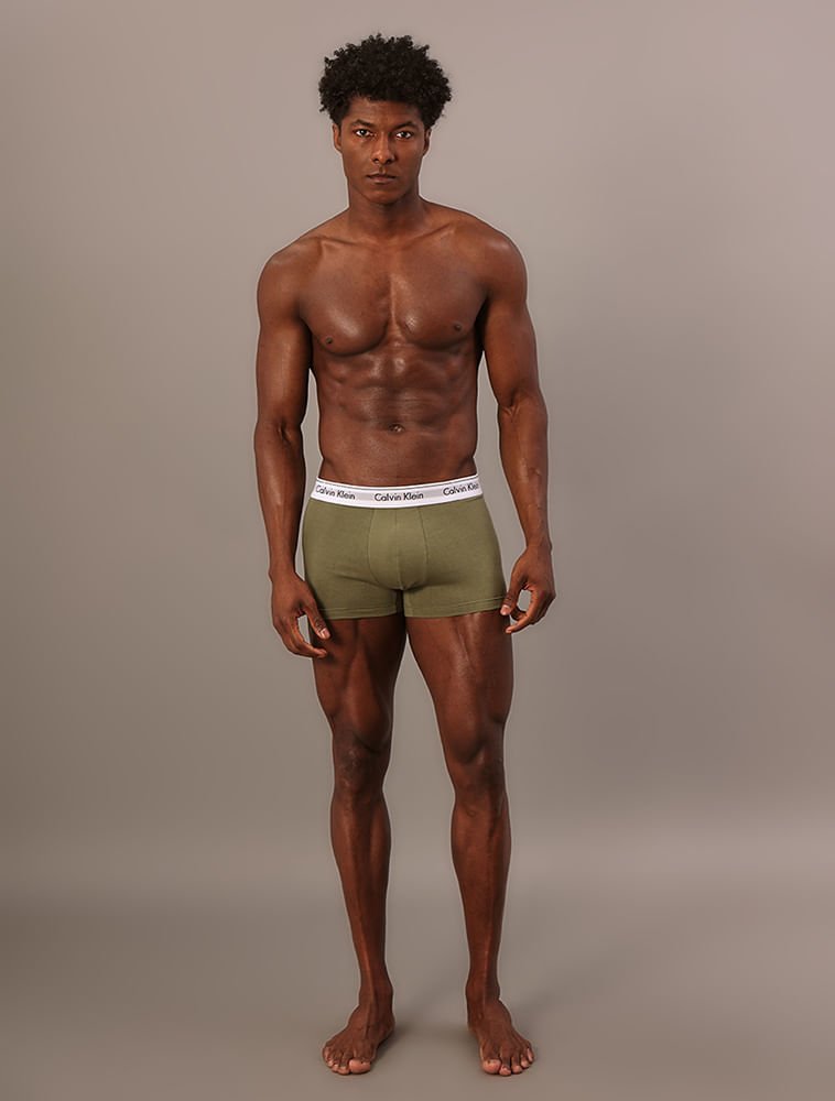 Kit 2 Cuecas Trunk Modern Cotton - Preto/Militar Verde/Preto 3