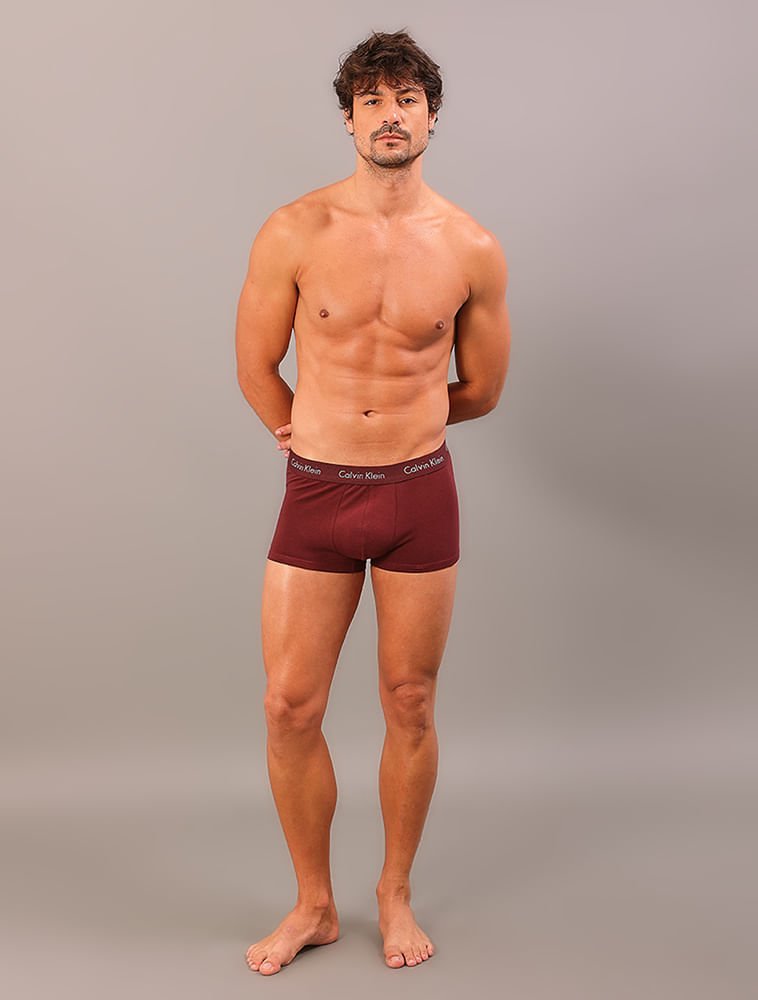 Kit 4 Cuecas Low Rise Trunk - Bordo/Caqui Multicores 3