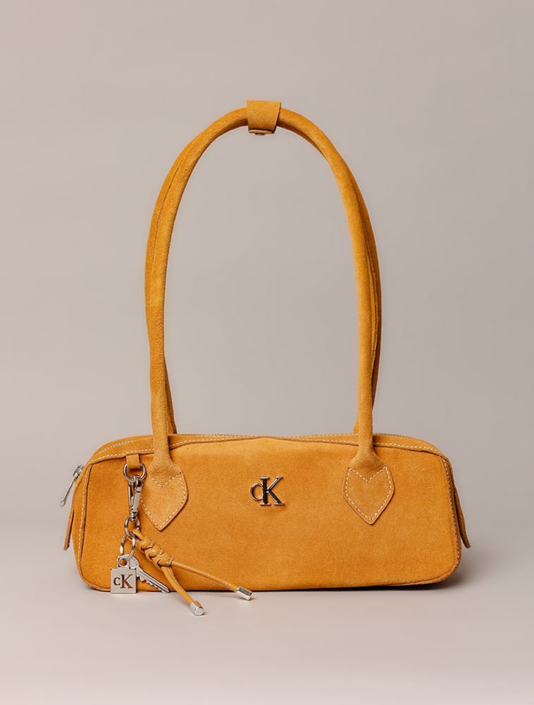 Bolsa Baguete Calvin Klein Jeans Feminino Camurça - Mostarda