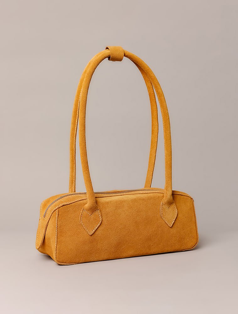 Bolsa Baguete Calvin Klein Jeans Feminino Camurça - Mostarda Amarelo 2