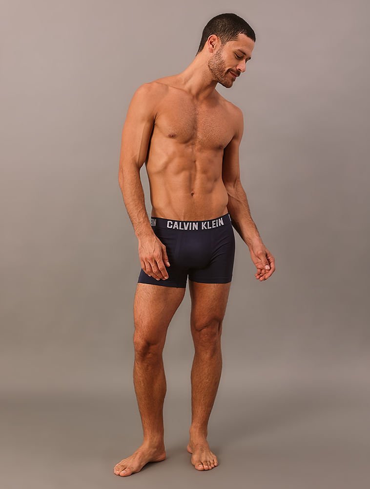 Kit 2 Cuecas Trunk Sem Costura - Azul Marinho / Mescla Multicores 3