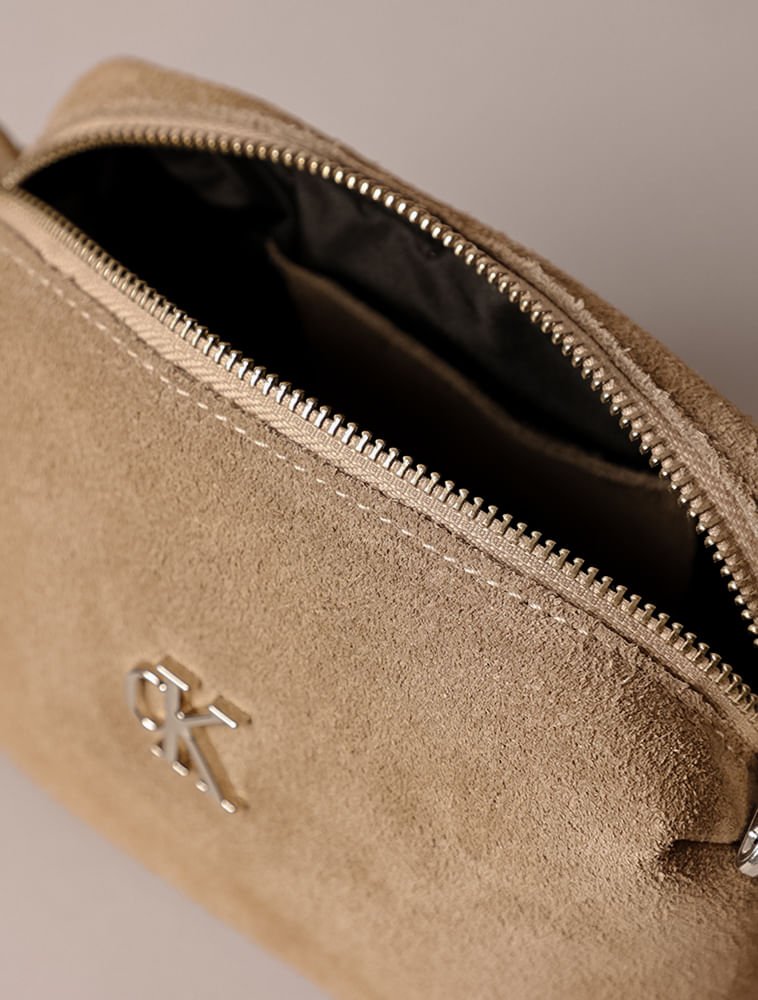 Bolsa Camera Bag Calvin Klein Jeans Feminino Camurça - Caqui Medio Bege 3