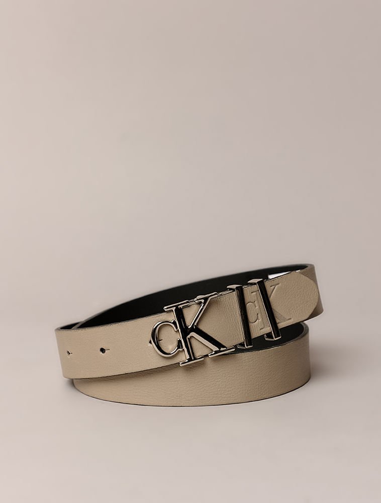 Cinto Calvin Klein Jeans Feminino Fivela Ck - Caqui Claro