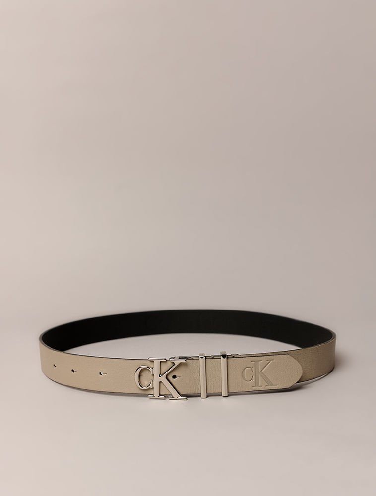 Cinto Calvin Klein Jeans Feminino Fivela Ck - Caqui Claro Bege 3