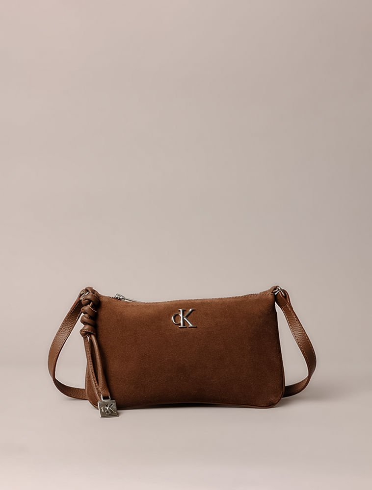 Bolsa Pequena Calvin Klein Jeans Feminino Camurça - Marrom