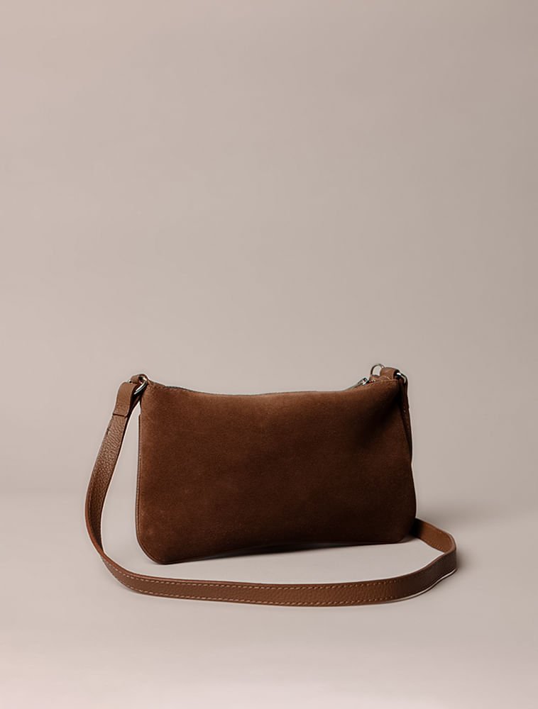 Bolsa Pequena Calvin Klein Jeans Feminino Camurça - Marrom Marrom 2