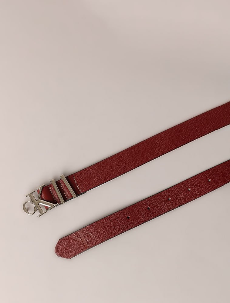 Cinto Calvin Klein Jeans Feminino Fivela Ck - Bordo Bordô 2