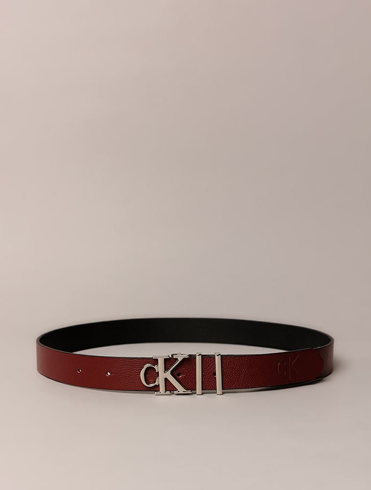 Cinto Calvin Klein Jeans Feminino Fivela Ck - Bordo Bordô 3