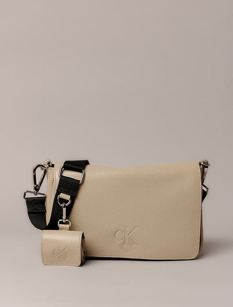 Bolsa Média Calvin Klein Jeans Feminino Chaveiro - Caqui Claro