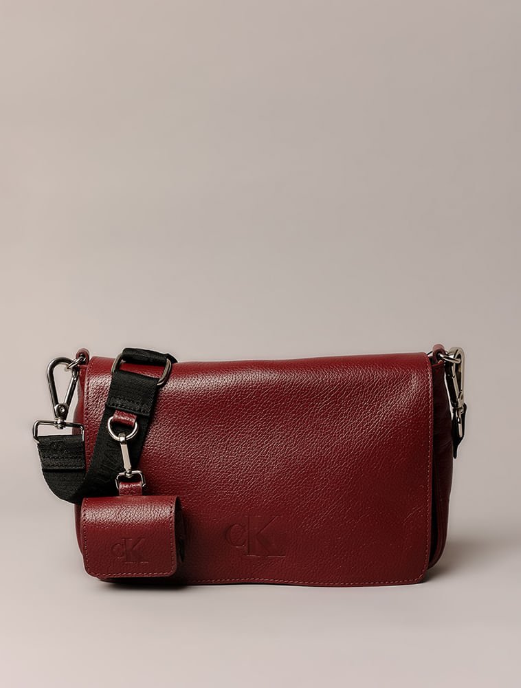 Bolsa Média Calvin Klein Jeans Feminino Chaveiro - Bordo Bordô 3