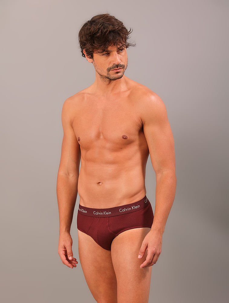 Kit 3 Cuecas Brief - Bordo/Caqui