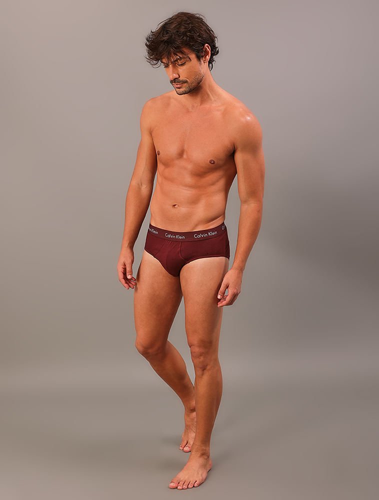 Kit 3 Cuecas Brief - Bordo/Caqui Multicores 3