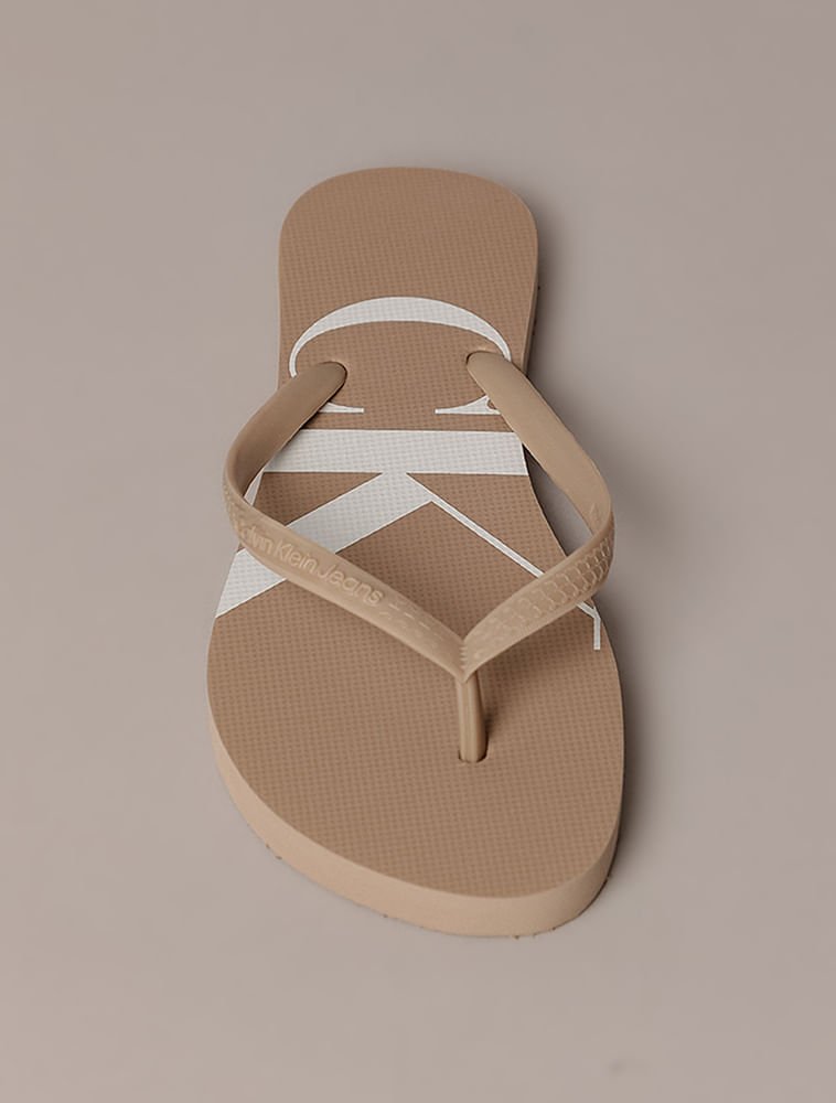 Chinelo Feminino Logo Corrido Calvin Klein Jeans - Caqui Claro Bege 3