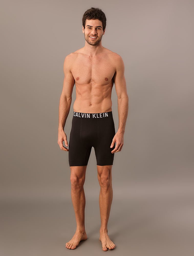 Cueca Long Boxer Intense Power Seamless Calvin Klein Underwear - Preto Preto 3