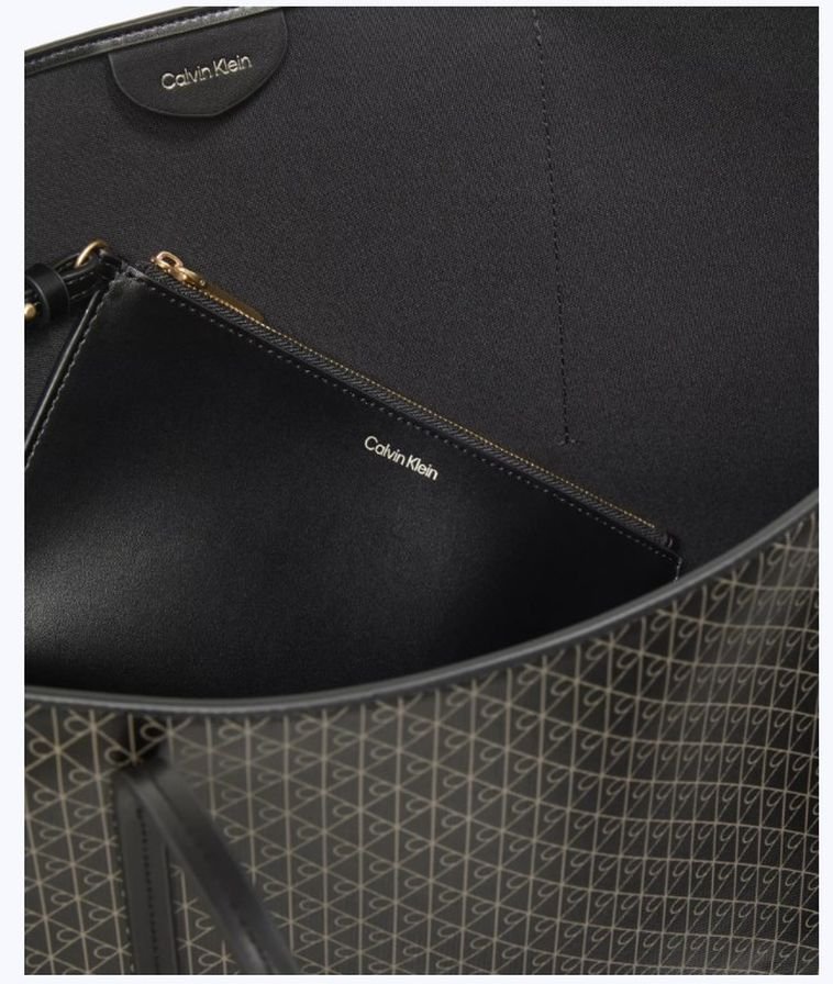 Bolsa Calvin Klein Tote Monograma Estampa Total - Preto Preto 2