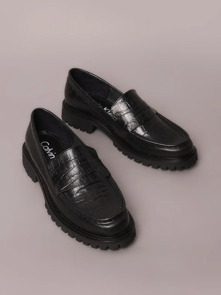 Sapato Loafer Calvin Klein Croco - Preto Preto 2
