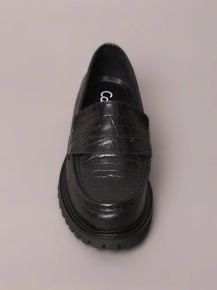 Sapato Loafer Calvin Klein Croco - Preto Preto 4