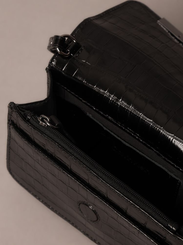 Bolsa Pequena Croco Placa Calvin Klein - Preto Preto 3