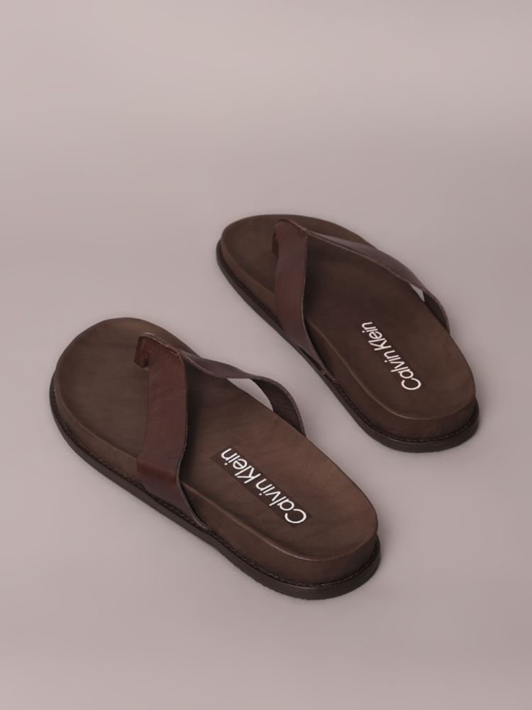 Chinelo Calvin Klein Couro - Cafe Café 3