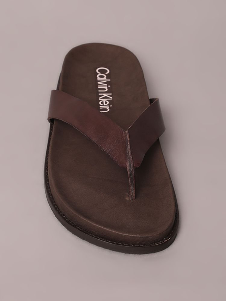 Chinelo Calvin Klein Couro - Cafe Café 4